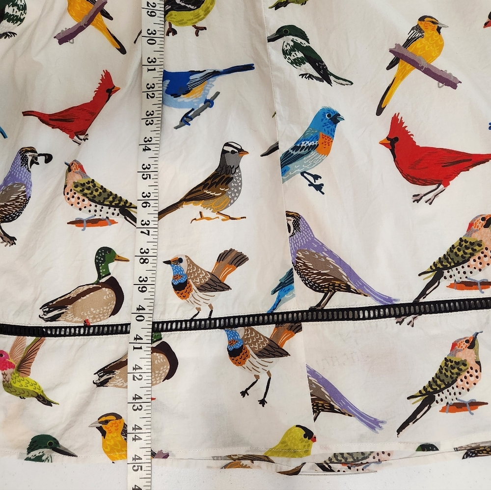 Lesley Evers Abigal Bird Dress Medium Nature Pockets Watermark Factory Stain - Picture 3 of 7